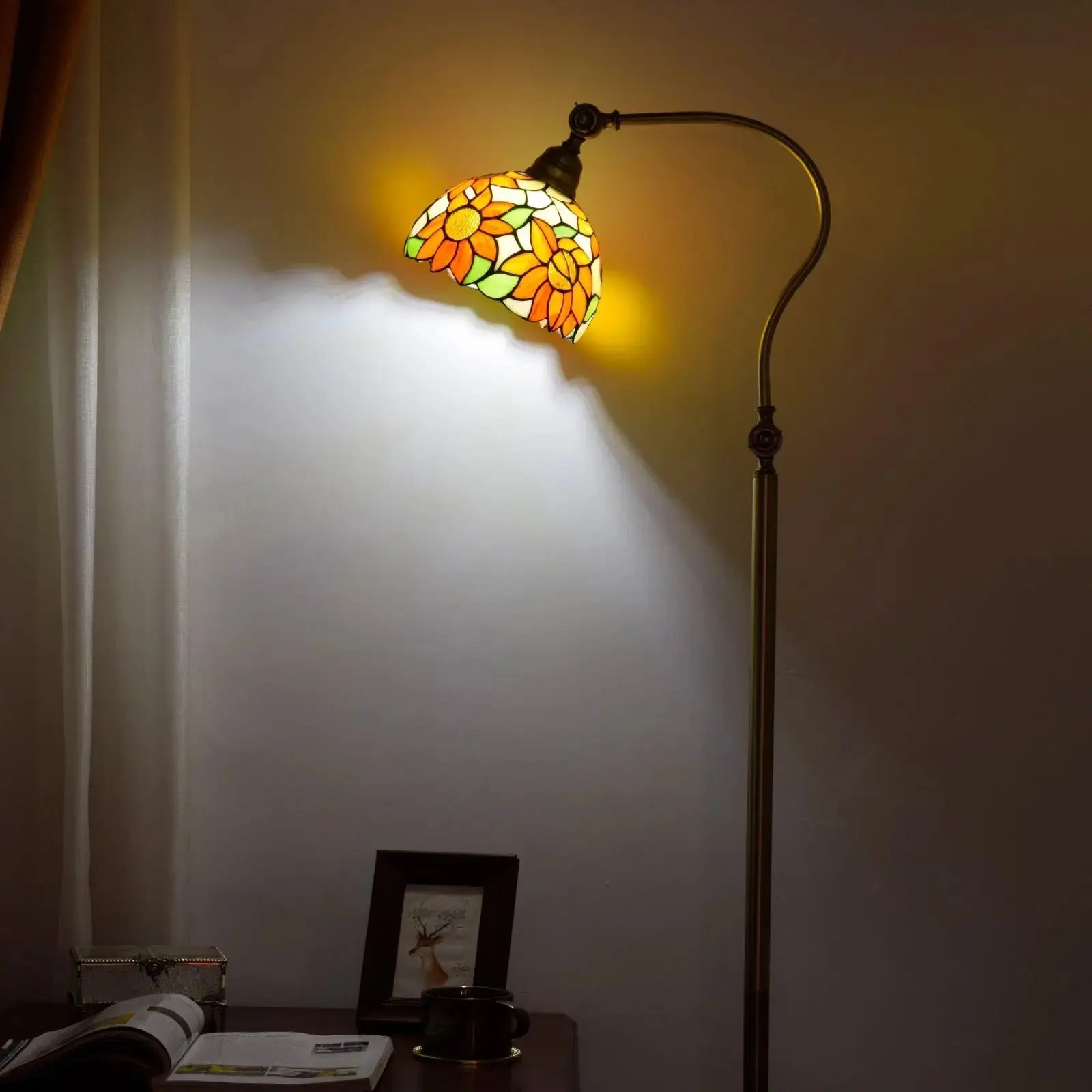 20cm Vintage Stained Glass Sunflower Lampshade Antique Tiffany Floor Lamps Classical Tiffany Lamp
