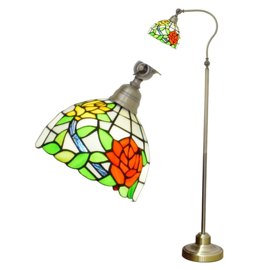 20cm Vintage Stained Glass Pastoral Rose Lampshade Tiffany Standing Lamp Classical Tiffany Lamp