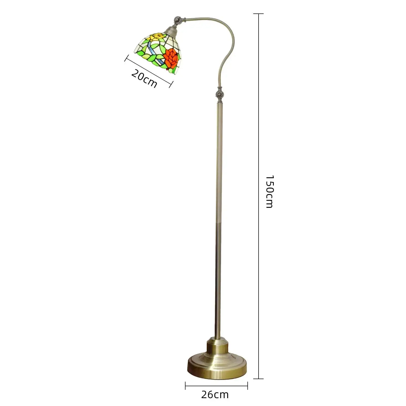 20cm Vintage Stained Glass Pastoral Rose Lampshade Tiffany Standing Lamp Classical Tiffany Lamp