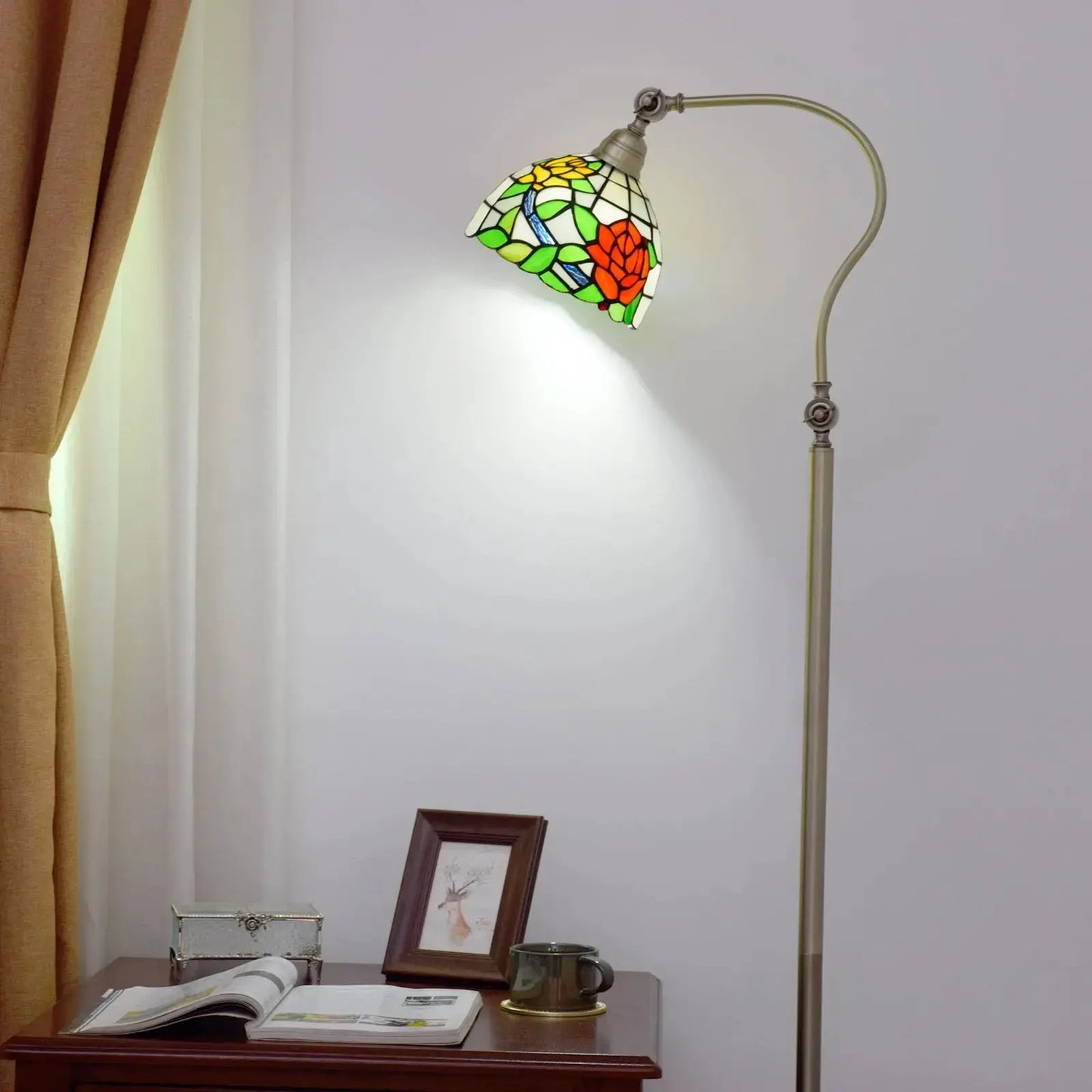 20cm Vintage Stained Glass Pastoral Rose Lampshade Tiffany Standing Lamp Classical Tiffany Lamp