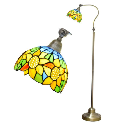 20cm Vintage Stained Glass Pastoral Yellow Sunflower Lampshade Tiffany Floor Light Classical Tiffany Lamp
