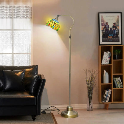 20cm Vintage Stained Glass Pastoral Yellow Sunflower Lampshade Tiffany Floor Light Classical Tiffany Lamp