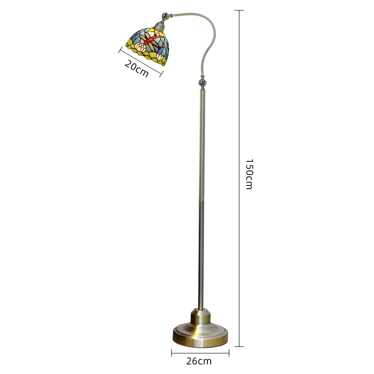 20cm Vintage Stained Glass Rural Green Lampshade Dragonfly Tiffany Style Floor Lamp CTL