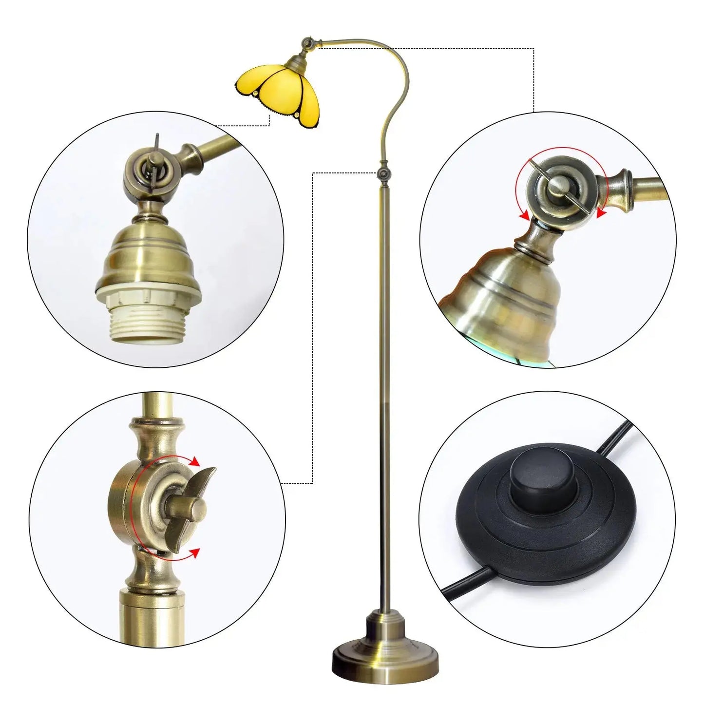 20cm Vintage Stained Glass Simple Lampshade Tiffany Style Reading Floor Lamp Classical Tiffany Lamp