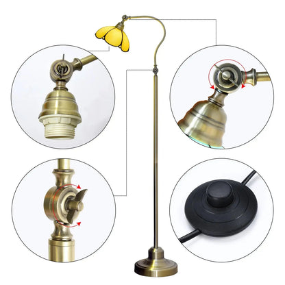 20cm Vintage Stained Glass Simple Lampshade Tiffany Style Reading Floor Lamp Classical Tiffany Lamp