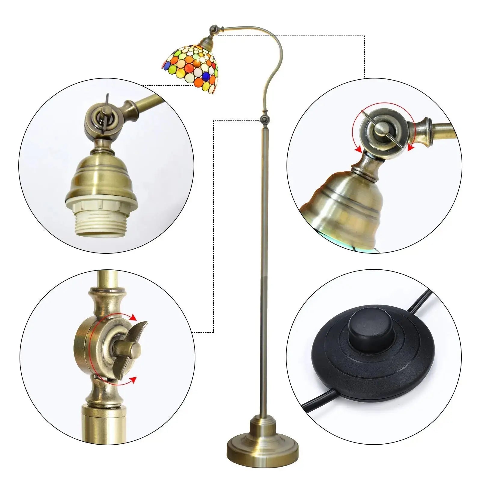 20cm Vintage Standing Light Bohemian Lampshade Tiffany Stained Glass Floor Lamp Classical Tiffany Lamp