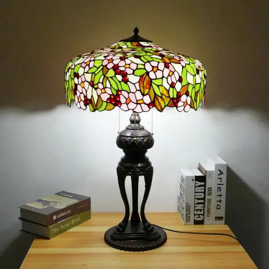 20inch Stained Glass Apple Blossom Floral Large Tiffany Style Table Lamps Classical Tiffany Lamp