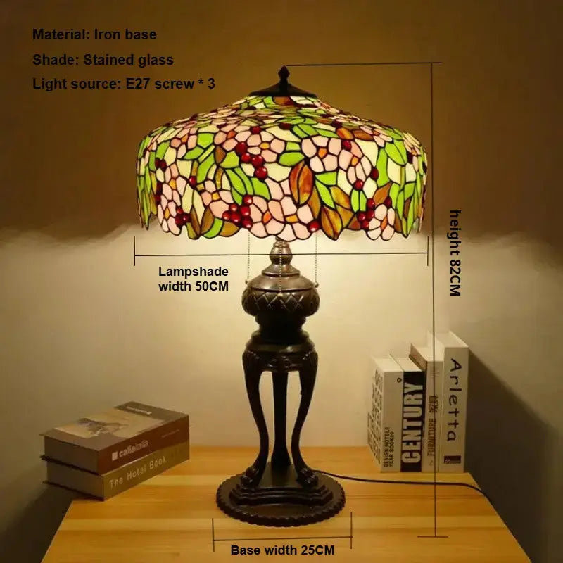20inch Stained Glass Apple Blossom Floral Large Tiffany Style Table Lamps Classical Tiffany Lamp
