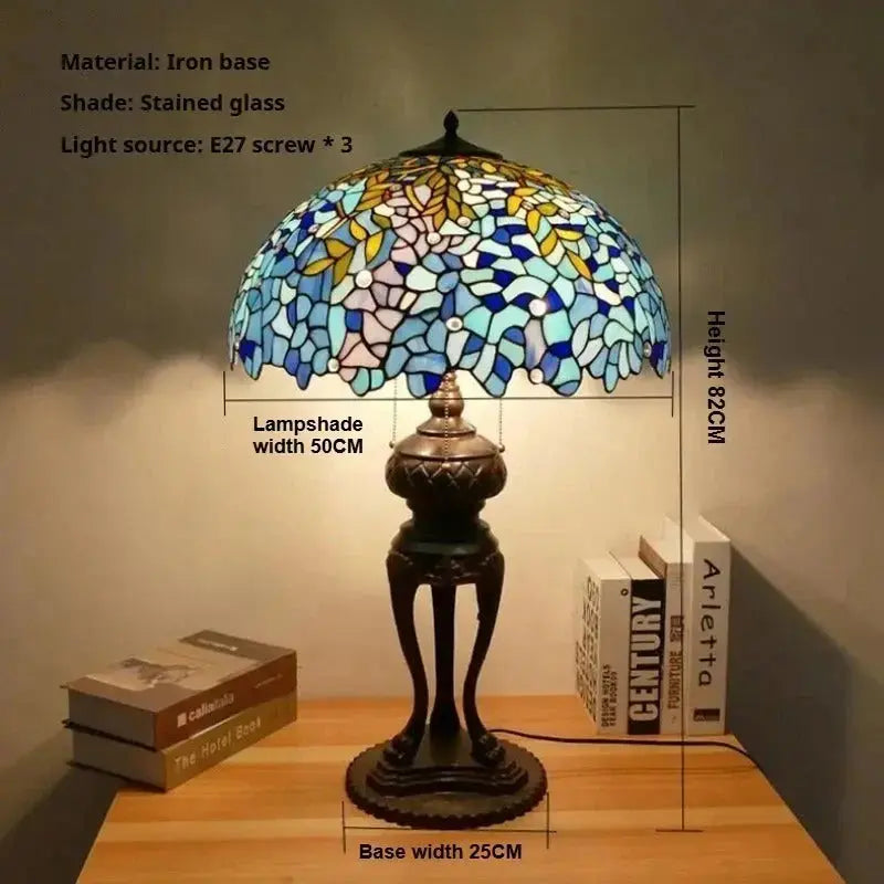 20inch Luxury Tiffany Wisteria Lamp Stained Glass Floral Lampshade Desk Lamps Classical Tiffany Lamp
