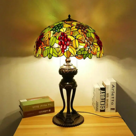 20inch Stained Glass Green Grapes Floral Large Tiffany Style Table Lamps Classical Tiffany Lamp