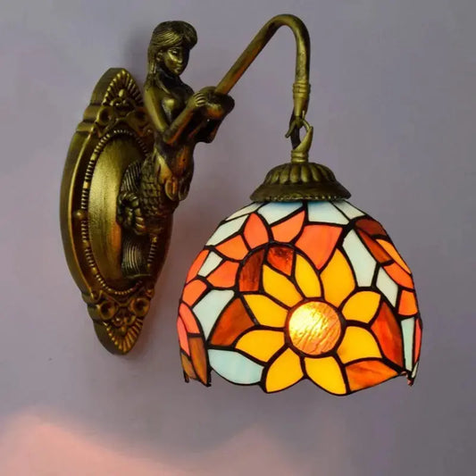 6inch Mini Tiffany Style Lamps Stained Glass Sunflower Lampshade Wall Light Classical Tiffany Lamp