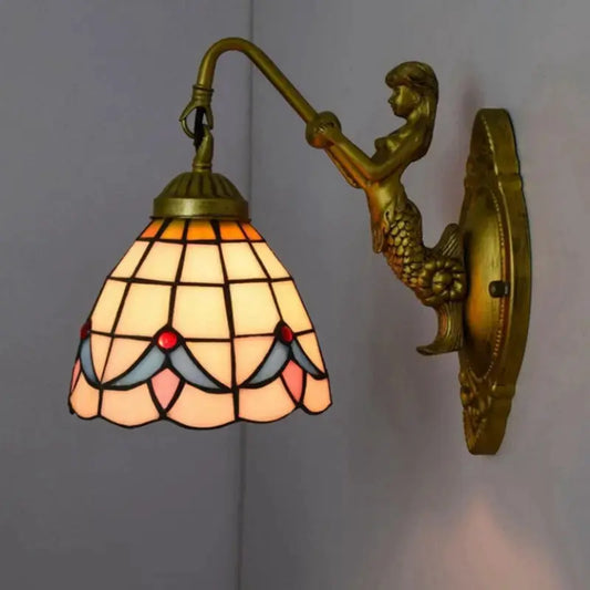 6inch Small Wall Sconce Light Stained Glass Orchid Lampshade Tiffany Wall Lamp Classical Tiffany Lamp