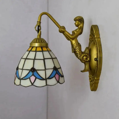 6inch Small Wall Sconce Light Stained Glass Orchid Lampshade Tiffany Wall Lamp Classical Tiffany Lamp
