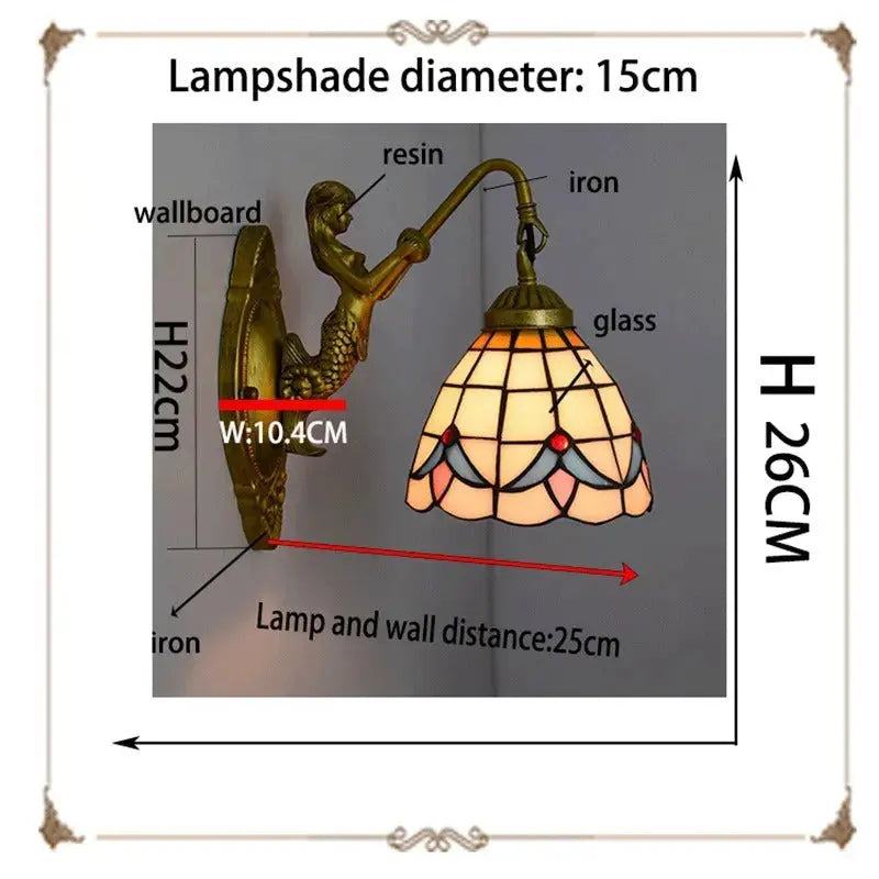 6inch Small Wall Sconce Light Stained Glass Orchid Lampshade Tiffany Wall Lamp Classical Tiffany Lamp