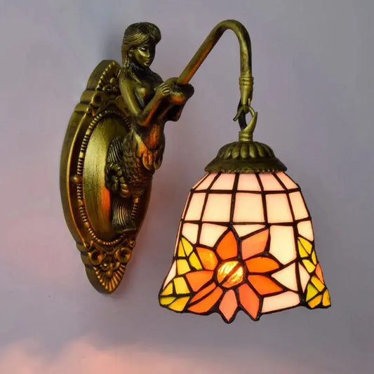 6inch Mini Tiffany Sconce Light Stained Glass Sunflower Lampshade Wall Lamp Classical Tiffany Lamp