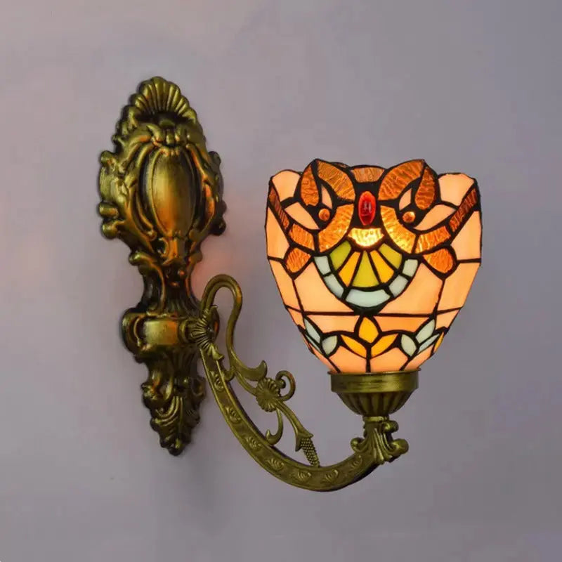 6inch 15cm Small Stained Glass Baroque Lampshade Tiffany Wall Sconce Classical Tiffany Lamp