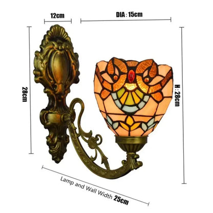 6inch 15cm Small Stained Glass Baroque Lampshade Tiffany Wall Sconce Classical Tiffany Lamp