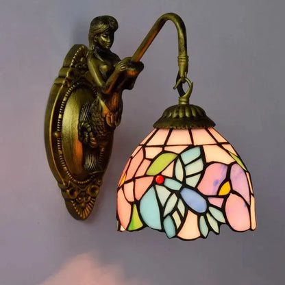 6inch Small Vintage Tiffany Lamps Stained Glass Bird Flower Wall Lamp Classical Tiffany Lamp