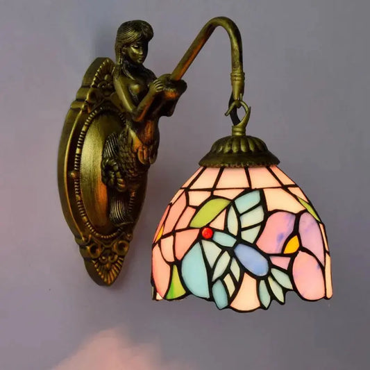 6inch Small Vintage Tiffany Lamps Stained Glass Bird Flower Wall Lamp Classical Tiffany Lamp