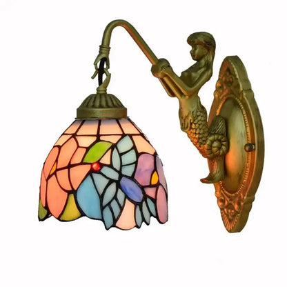 6inch Small Vintage Tiffany Lamps Stained Glass Bird Flower Wall Lamp Classical Tiffany Lamp