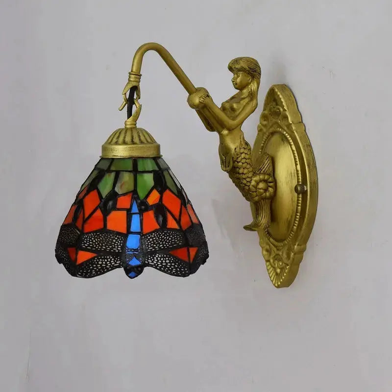 6inch Small Stained Glass Tiffany Wall Lights Dragonfly Lampshade Classical Tiffany Lamp