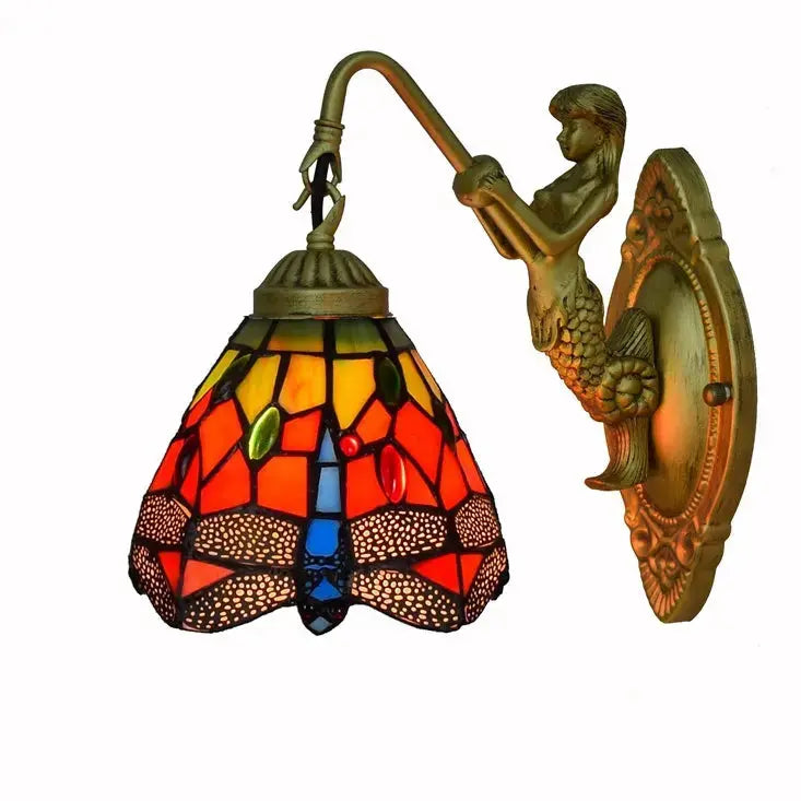 6inch Small Stained Glass Tiffany Wall Lights Dragonfly Lampshade Classical Tiffany Lamp