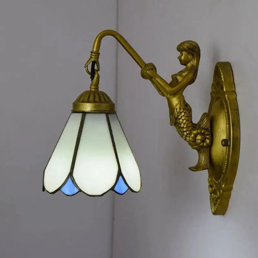 6inch Tiffany Style Lamp Small Stained Glass White Lampshade Wall Sconce Classical Tiffany Lamp