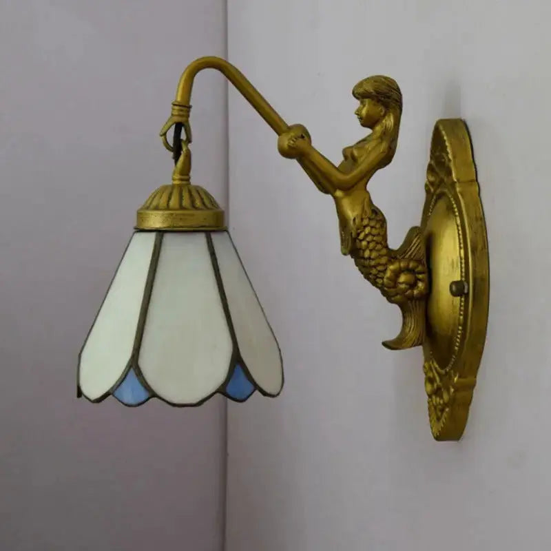 6inch Tiffany Style Lamp Small Stained Glass White Lampshade Wall Sconce Classical Tiffany Lamp