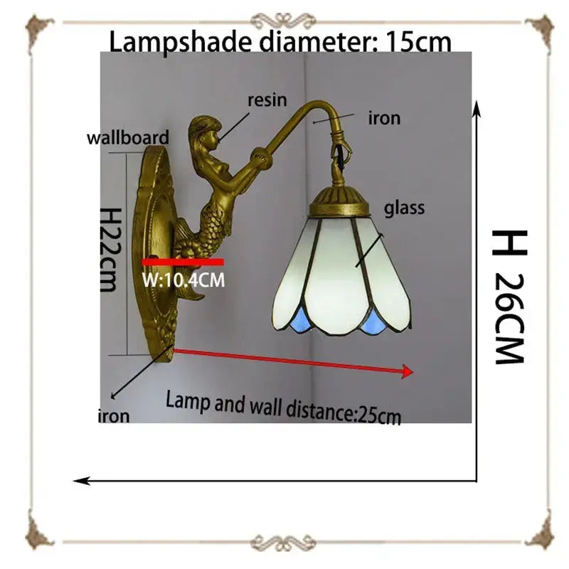 6inch Tiffany Style Lamp Small Stained Glass White Lampshade Wall Sconce Classical Tiffany Lamp