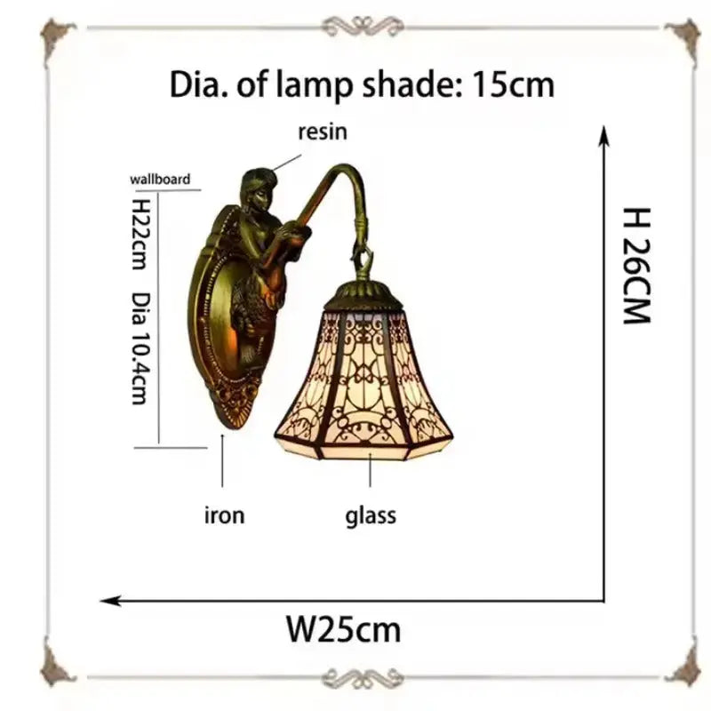 6inch Tiffany Wall Sconce Stained Glass Arabesque Wall Lamps Classical Tiffany Lamp