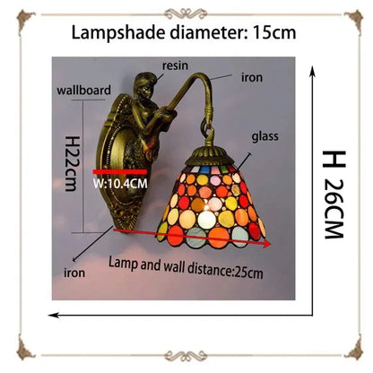 6inch Stained Glass Bohemia Spot Lampshade Tiffany Wall Sconce Classical Tiffany Lamp