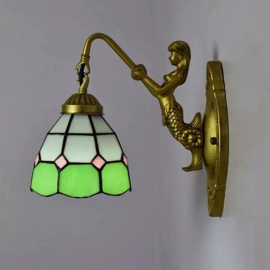 6inch Stained Glass Green Lampshade Tiffany Wall Sconce Classical Tiffany Lamp