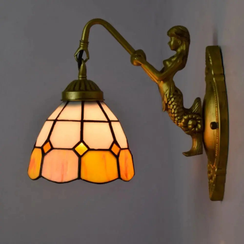 6inch Stained Glass Orange Lampshade Small Tiffany Wall Sconce Classical Tiffany Lamp