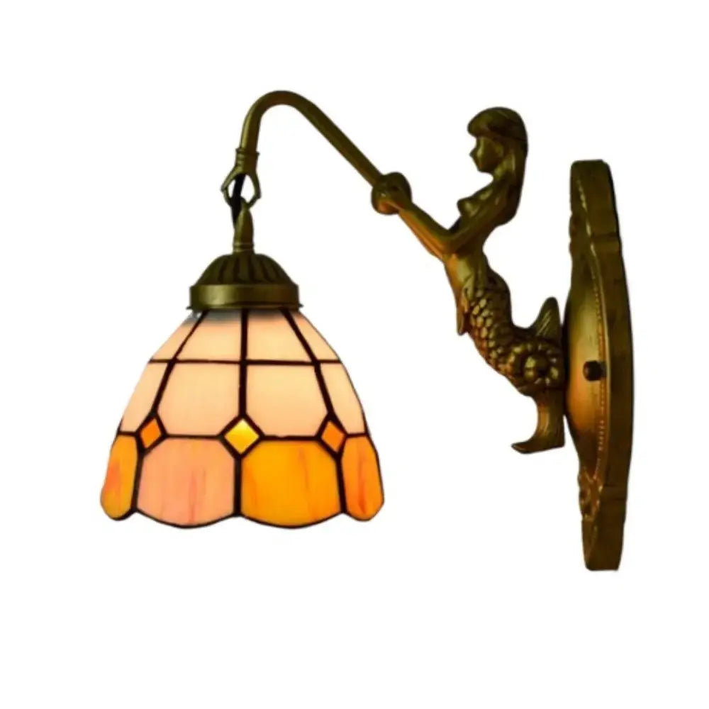 6inch Stained Glass Orange Lampshade Small Tiffany Wall Sconce Classical Tiffany Lamp