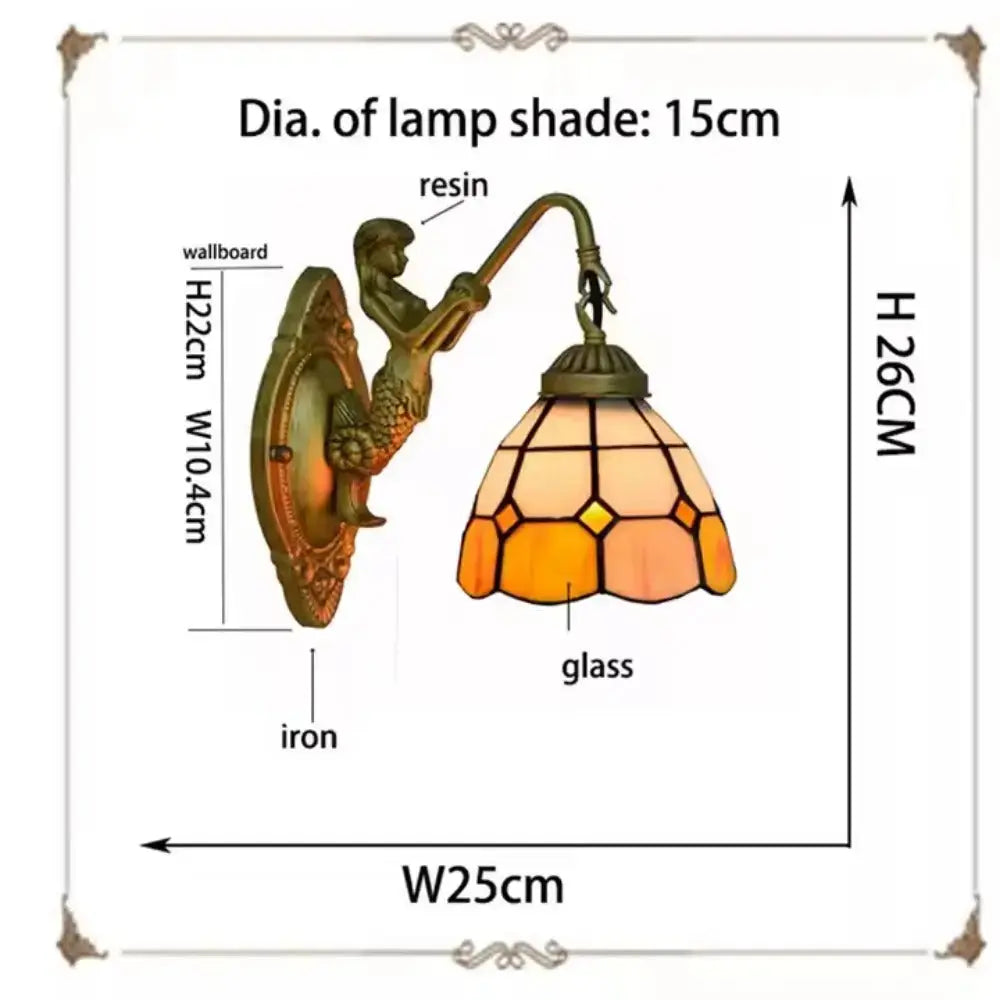 6inch Stained Glass Orange Lampshade Small Tiffany Wall Sconce Classical Tiffany Lamp