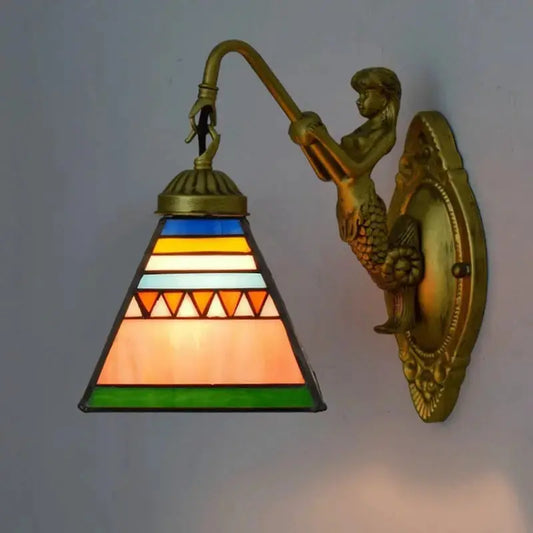 6inch Stained Glass Square Lampshade Tiffany Wall Sconce Classical Tiffany Lamp