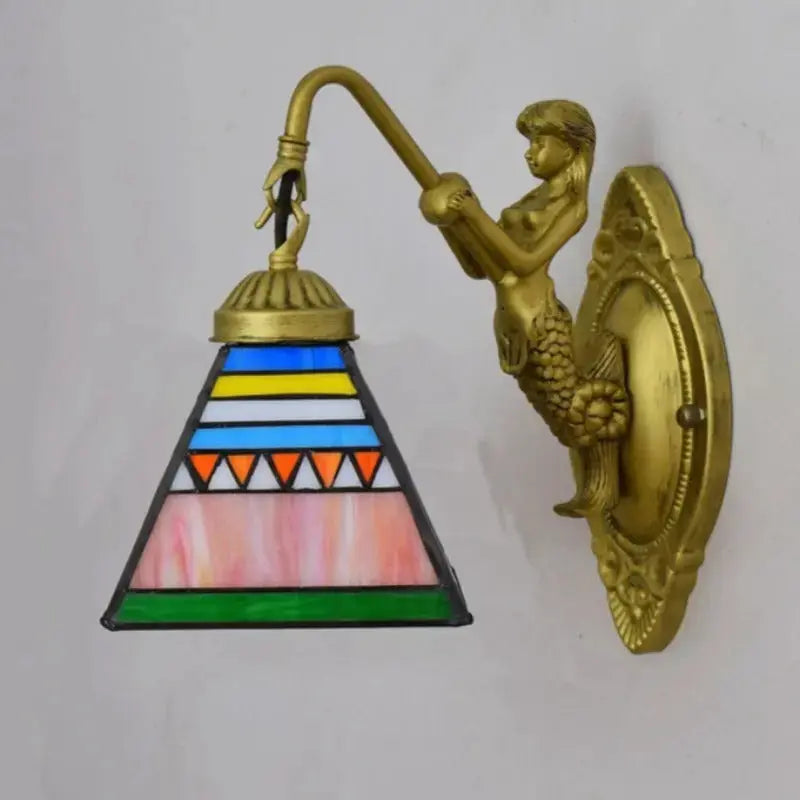 6inch Stained Glass Square Lampshade Tiffany Wall Sconce Classical Tiffany Lamp