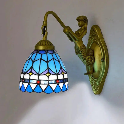 6inch Small Tiffany Lamp Stained Glass Blue Lampshade Tiffany Wall Lights Classical Tiffany Lamp