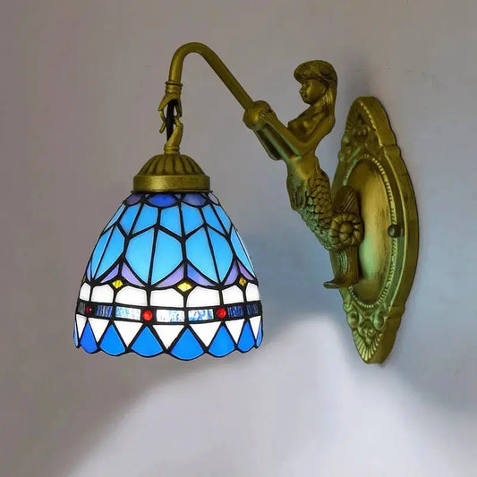 6inch Small Tiffany Lamp Stained Glass Blue Lampshade Tiffany Wall Lights Classical Tiffany Lamp