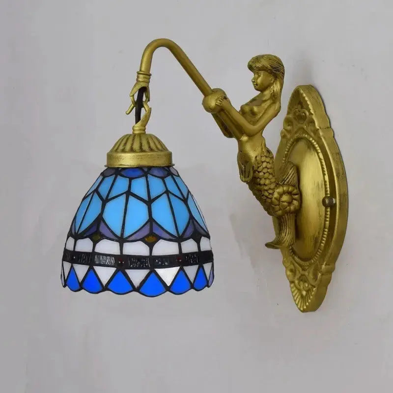 6inch Small Tiffany Lamp Stained Glass Blue Lampshade Tiffany Wall Lights Classical Tiffany Lamp