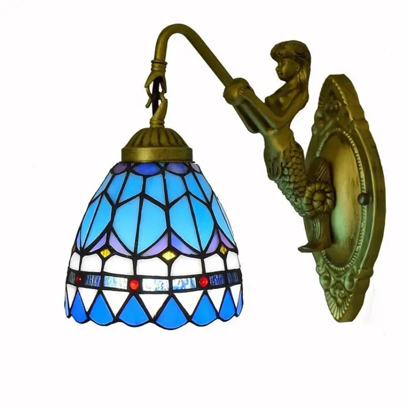 6inch Small Tiffany Lamp Stained Glass Blue Lampshade Tiffany Wall Lights Classical Tiffany Lamp