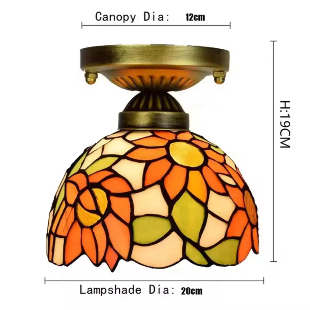 8inch Ceiling Tiffany Lamps Stained Glass Sunflower Small Light Classical Tiffany Lamp