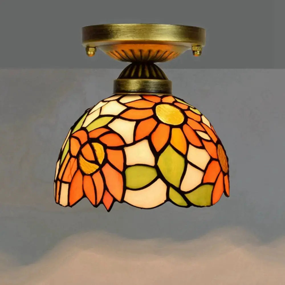 8inch Ceiling Tiffany Lamps Stained Glass Sunflower Small Light Classical Tiffany Lamp