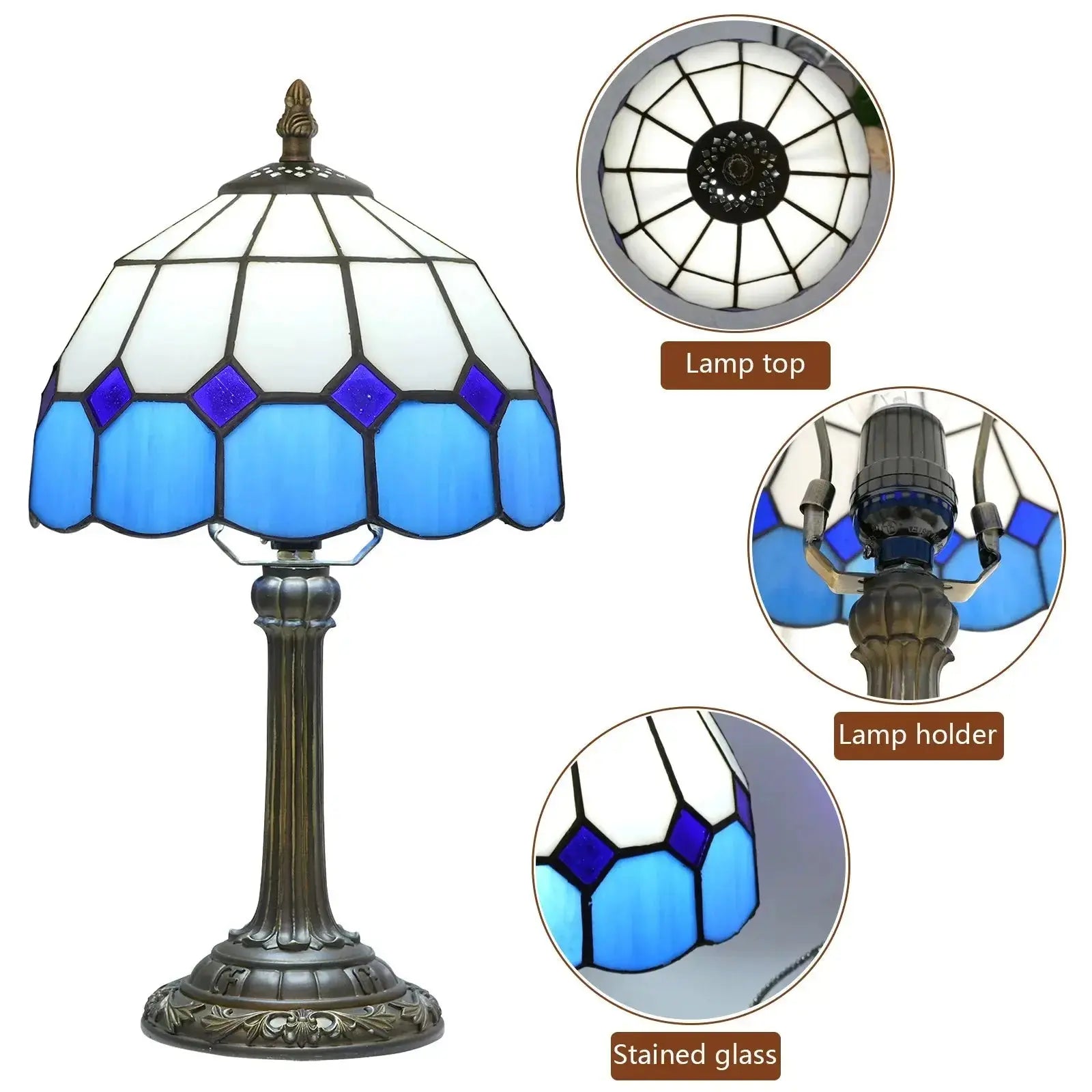 8inch 20cm Blue Stained Glass Small Tiffany Table Lamps Classical Tiffany Lamp
