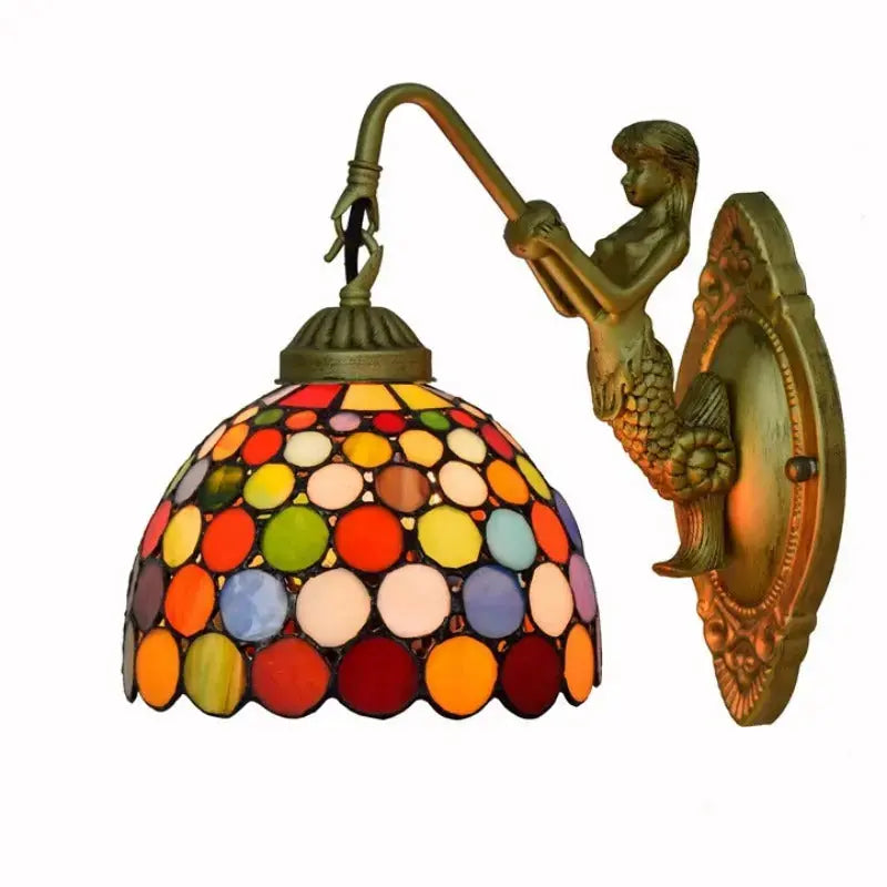 8inch Small Stained Glass Bohemia Spot Lampshade Tiffany Style Outdoor Wall Lights Classical Tiffany Lamp