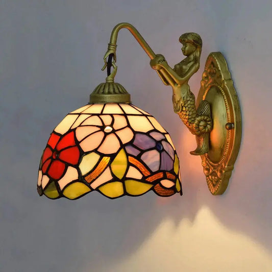 8inch Small Stained Glass Flower Lampshade Tiffany Wall Sconce Classical Tiffany Lamp