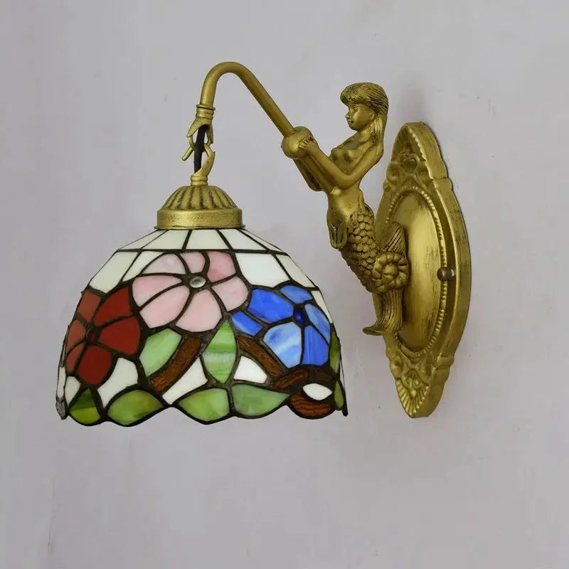 8inch Small Stained Glass Flower Lampshade Tiffany Wall Sconce Classical Tiffany Lamp
