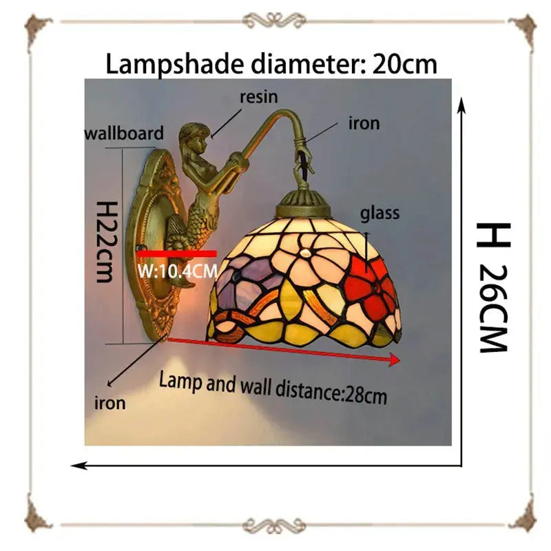 8inch Small Stained Glass Flower Lampshade Tiffany Wall Sconce Classical Tiffany Lamp
