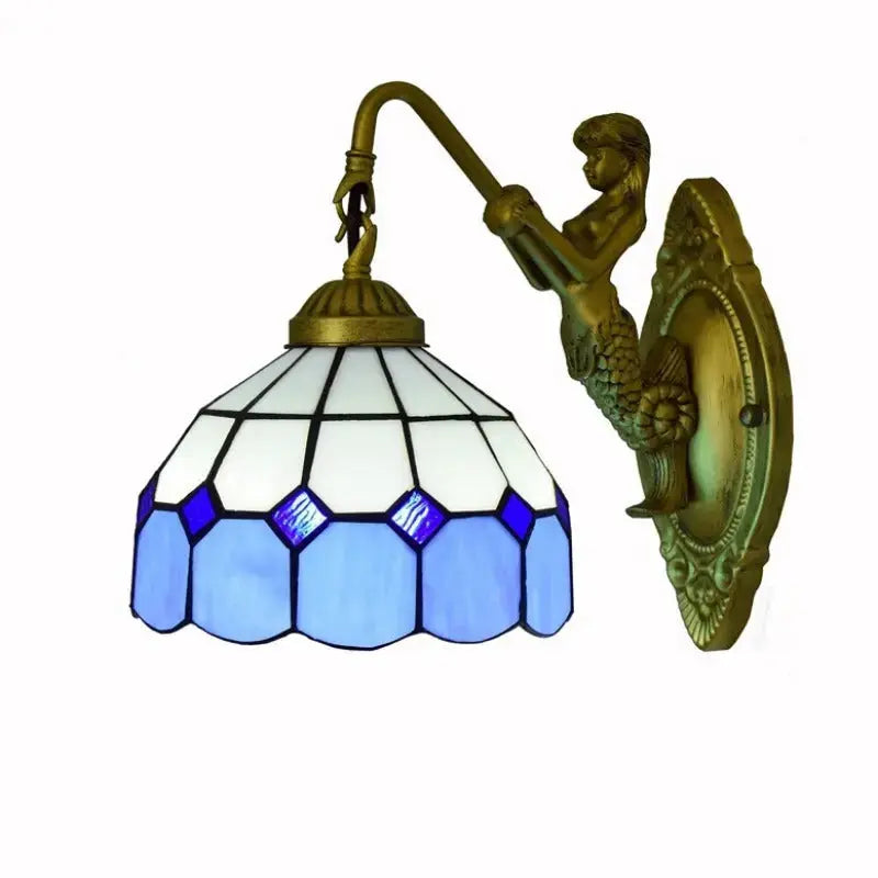 8inch 20cm Small Stained Glass Mediterranean Sea Blue Lampshade Tiffany Wall Lamp Classical Tiffany Lamp