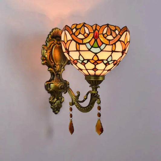 8inch Small Sconce Stained Glass Baroque Lampshade Tiffany Wall Lamp Classical Tiffany Lamp